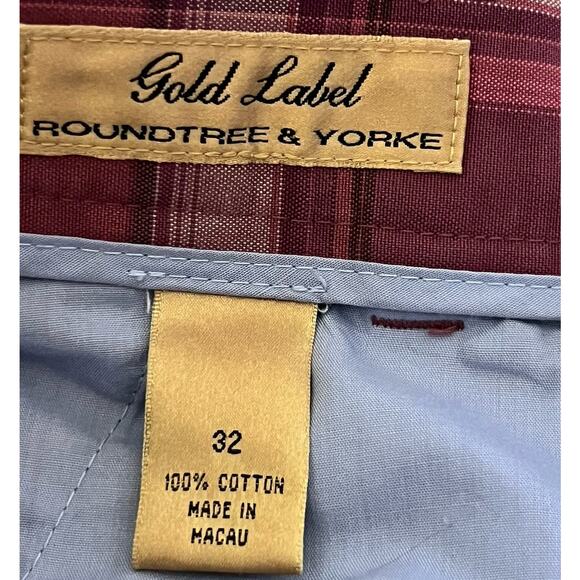 Roundtree & Yorke Gold Label Shorts 32 Brick Red Plaid Golf Country Club - Picture 4 of 4